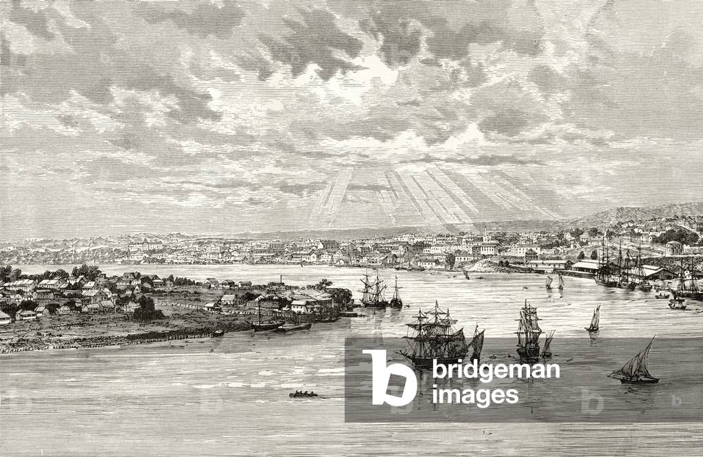 Brisbane Harbour, Australia, c.1880, from 'Australian Pictures' by Howard Willoughby, published by the Religious Tract Society, London, 1886 (litho)