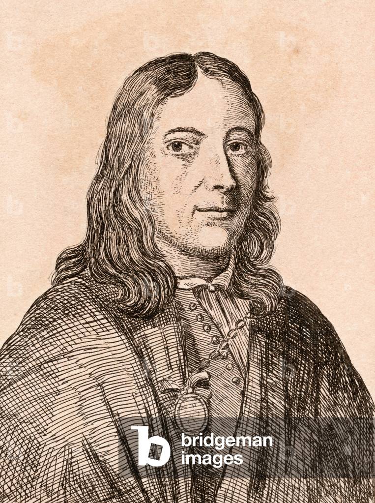 Johannes Lingelbach, illustration from '75 Portraits Of Celebrated Painters From Authentic Originals', published in London, 1817 (engraving)