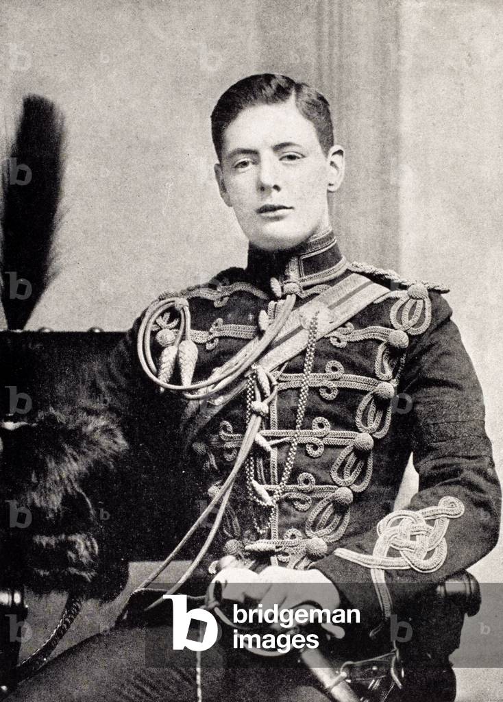 Winston Churchill as a Second Lieutenant in the 4th Queen's Own Hussars, from 'A Roving Commission by Winston S. Churchill', published by Scribner's, 1930 (litho)