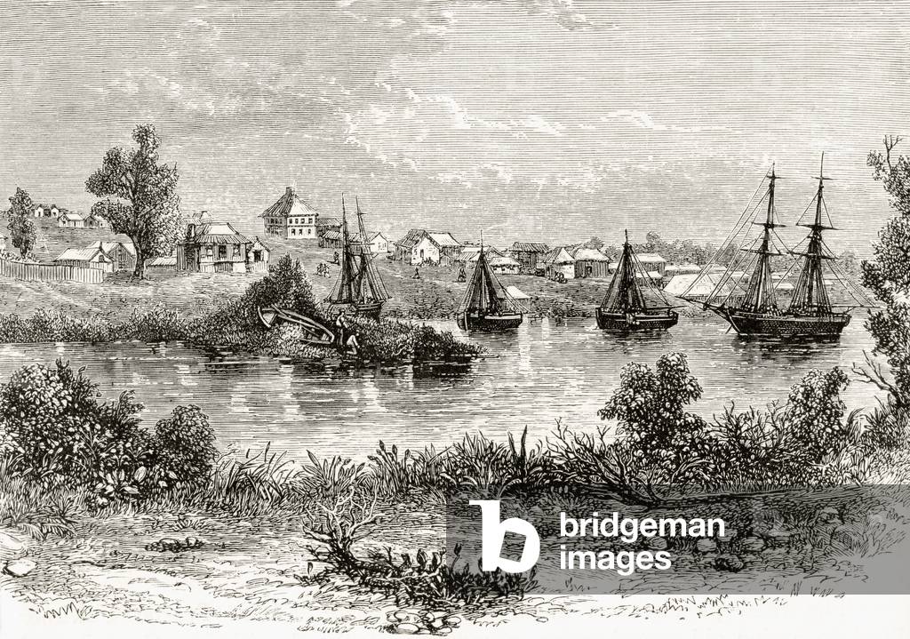 Melbourne, 1840, from 'Australian Pictures' by Howard Willoughby, published by the Religious Tract Society, London, 1886 (litho)