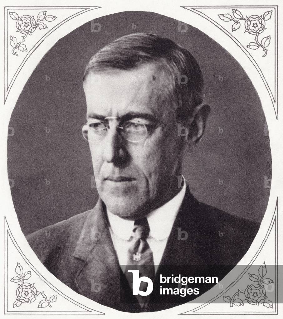 Thomas Woodrow Wilson, from 'The Illustrated War News', published in 1915 (litho)