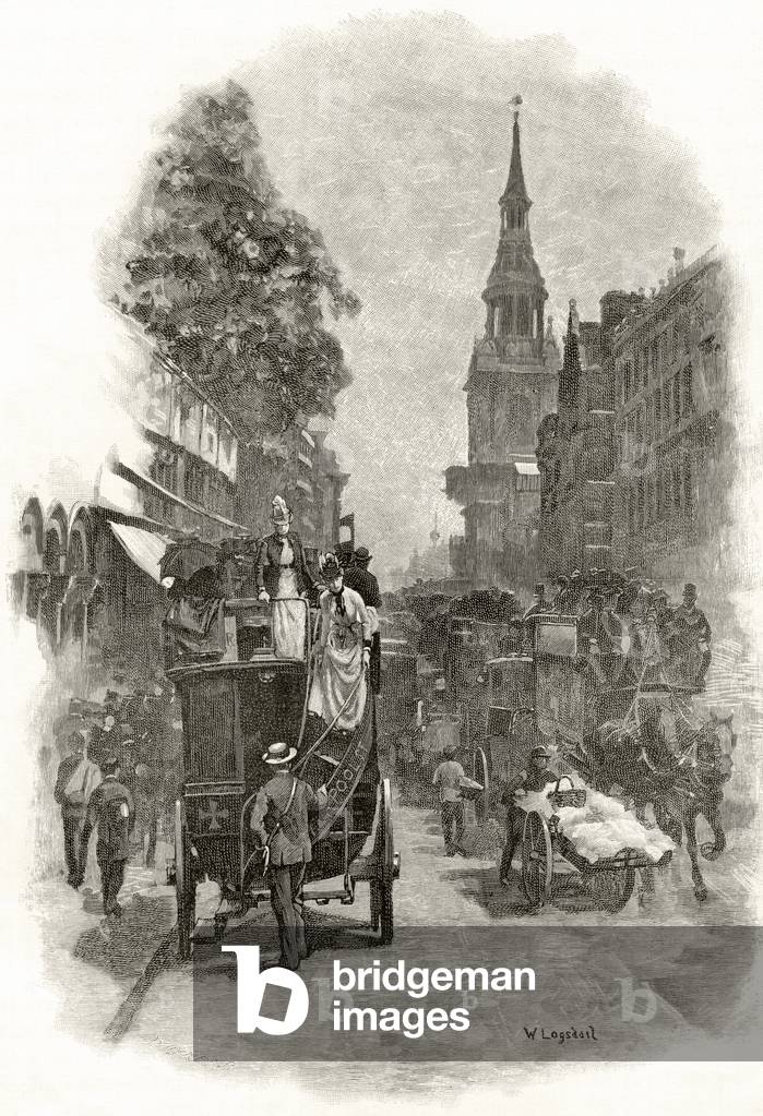 Cheapside and Bow Church Steeple, from 'London Pictures: Drawn with Pen and Pencil', by Rev. Richard Lovett, published 1890 (litho)