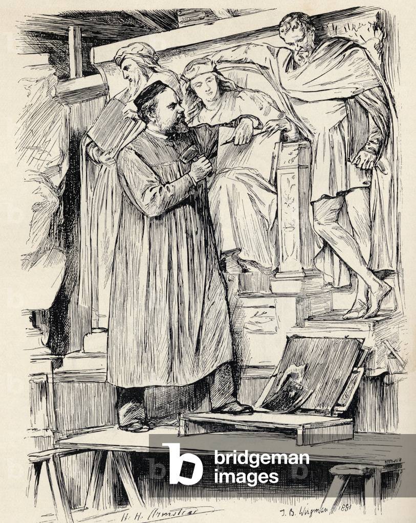 Armstead at Work, engraving after a drawing by Wirgman, from 'The Century Illustrated Monthly Magazine', May to October, 1883 (engraving)