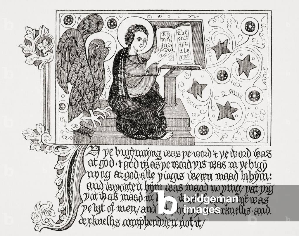 After a page in John Wycliffe's English Bible, from The National and Domestic History of England by William Aubrey pub. London, c.1890