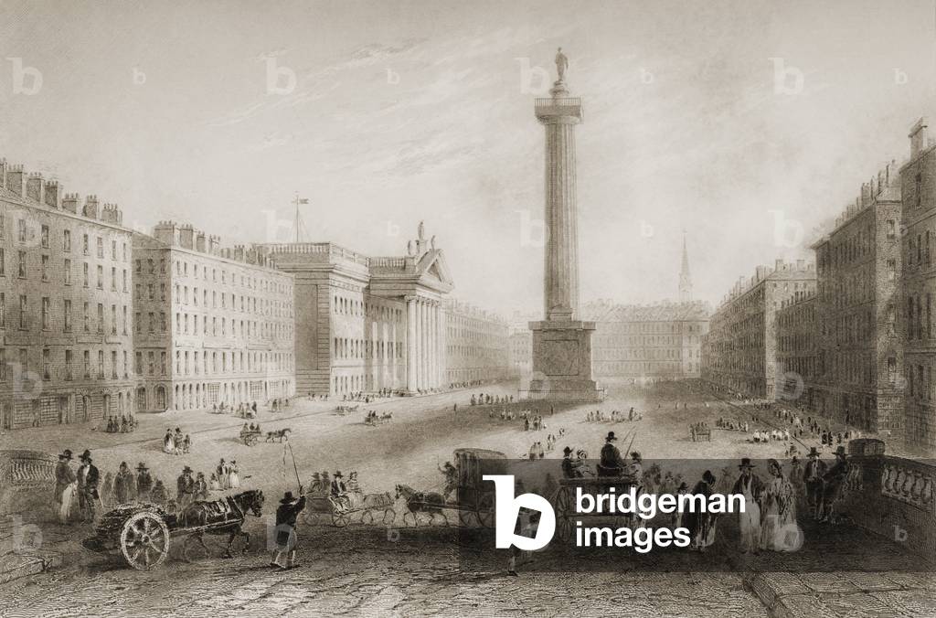 Sackville Street (now O'Connell Street), Dublin, from 'Scenery and Antiquities of Ireland' by George Virtue, 1860s (engraving)