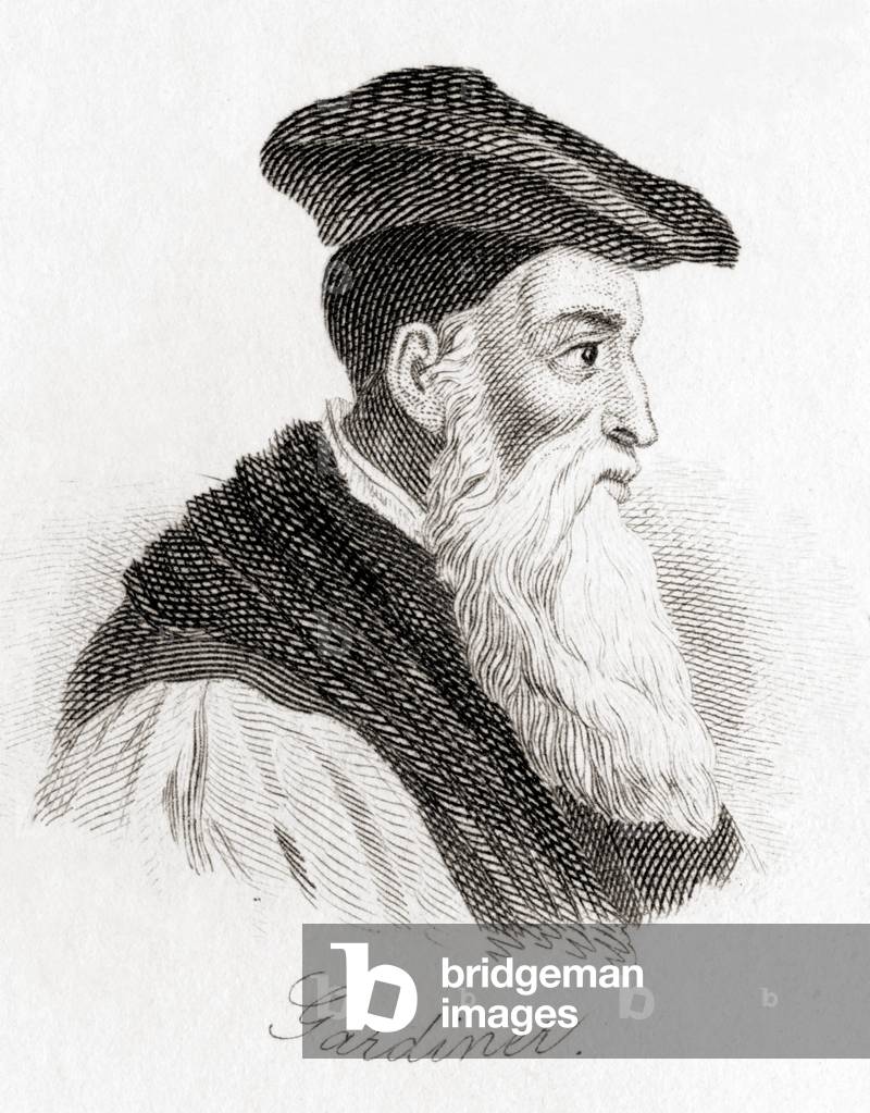 Stephen Gardiner, c. 1483 - 1555.  English bishop, politician and Lord Chancellor during the English Reformation period.  From Crabb's Historical Dictionary, published 1825.