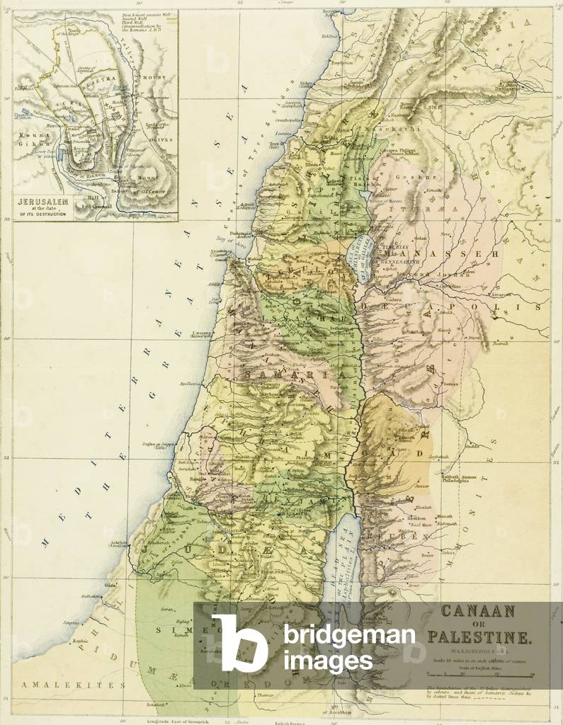 Map of Canaan, or Palestine, published by A.K Johnstone (colour litho)