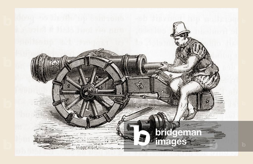 A 16th century breech loading German cannon, from Les Merveilles de la Science, published c.1870 (engraving)