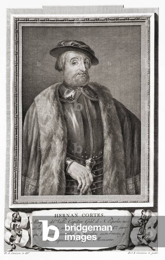 Hernán Cortés de Monroy y Pizarro Altamirano, Marquis of the Valley of Oaxaca, after an etching in Retratos de Los Españoles Ilustres, Madrid, Spain, pub. 1791