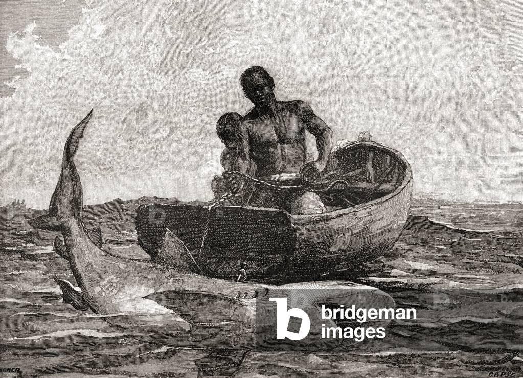 Shark Fishing, Nassau Bar, publ. 1887 (print)