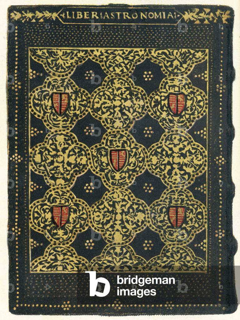 An example of 15th century German bookbinding, boards covered with tooled leather and gold decoration