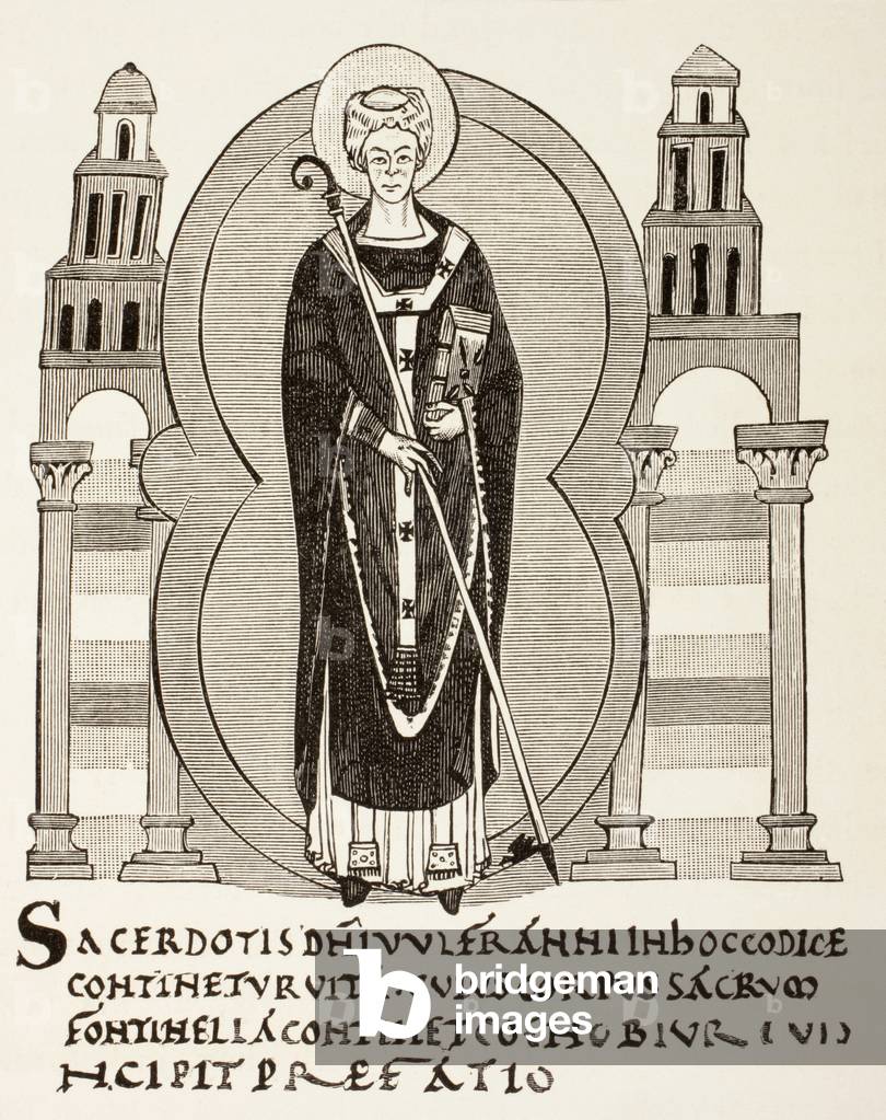 Saint Wulfram of Fontenelle or Saint Wulfram of Sens, Archbishop of Sens,  c.1880 (print)