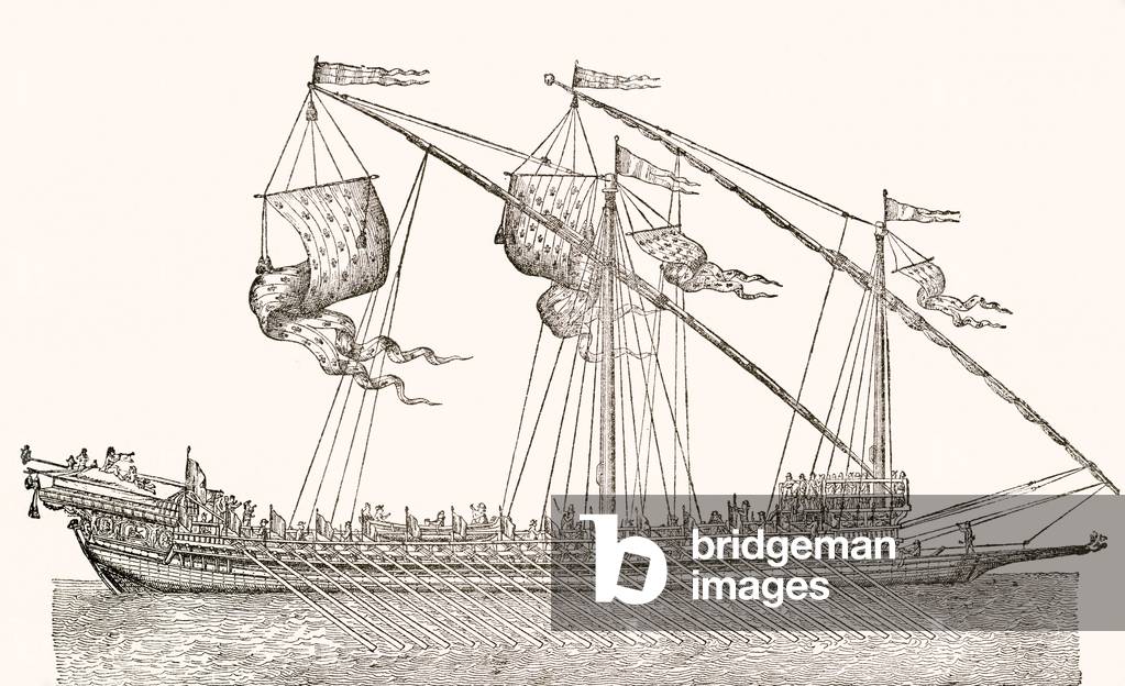 A 16th century galley ship.