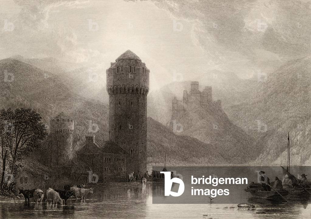 Tower of Niederlahnstein, engraved by E. Goodall, illustration from 'The Pilgrims of the Rhine' published 1840 (engraving)