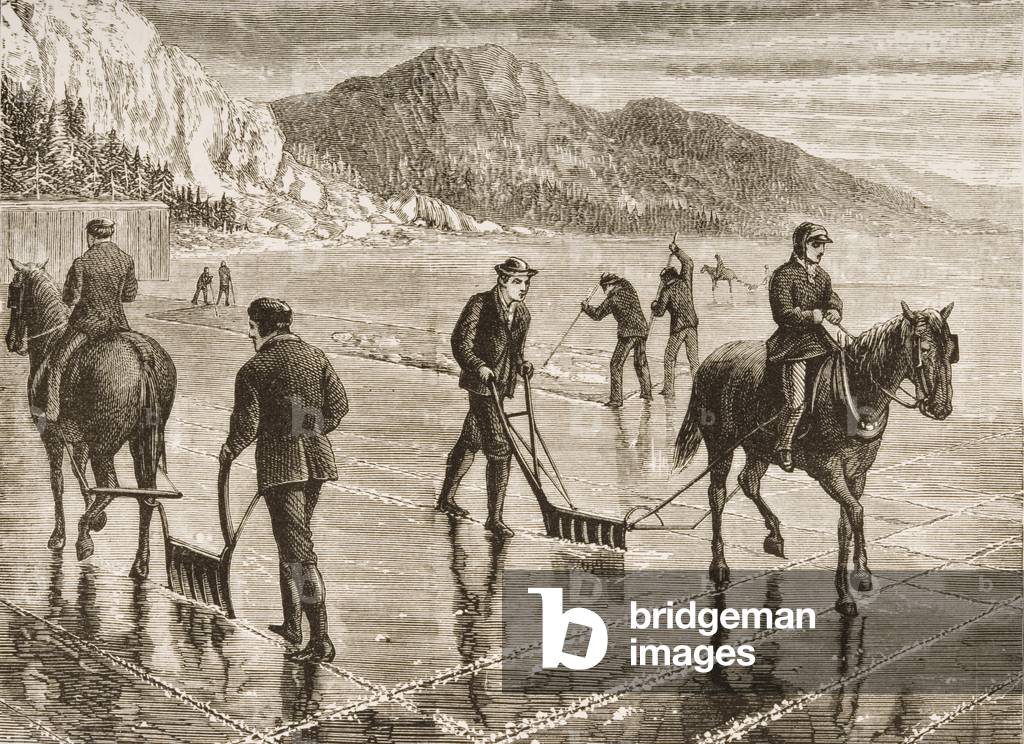 Ice-Harvest on the Hudson River, New York State, c.1870, from 'American Pictures', published by The Religious Tract Society, 1876 (engraving)