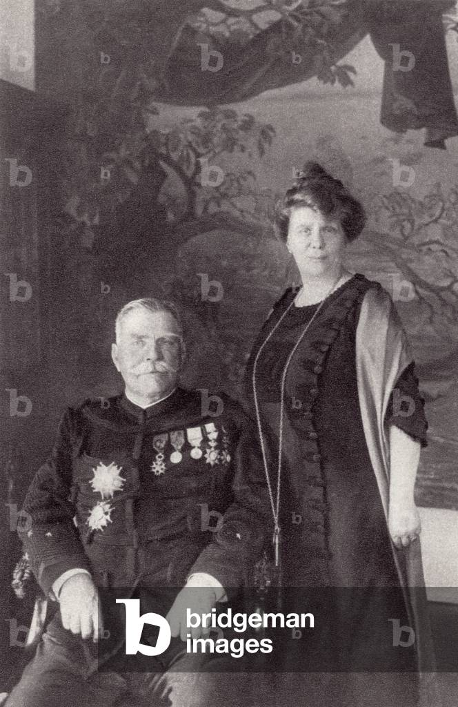 General Joffre and his wife Madame Joffre, from 'The Illustrated War News', published in 1915 (litho)