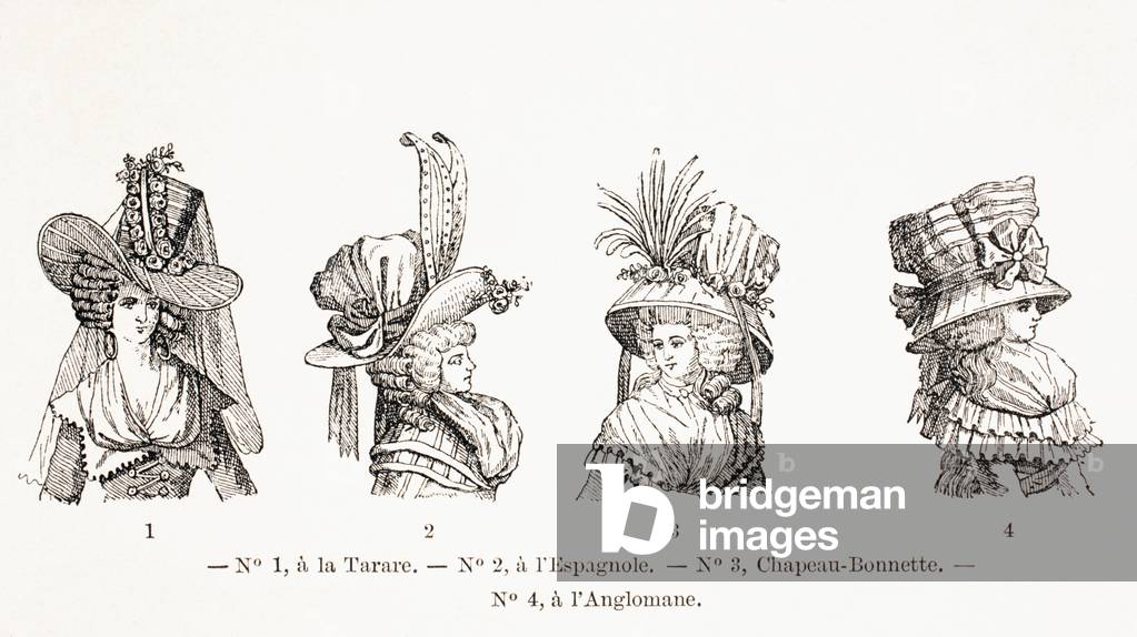 Women's Hat Styles of the 18th Century, 1875 (litho)
