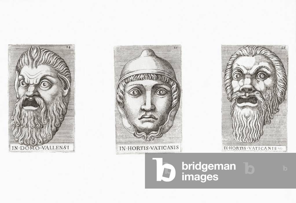 Three grotesque masks