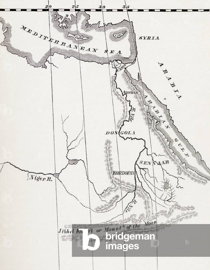 Map of the Nile Basin in 1819 AD, from  In Darkest Africa by Henry M. Stanley pub. 1890