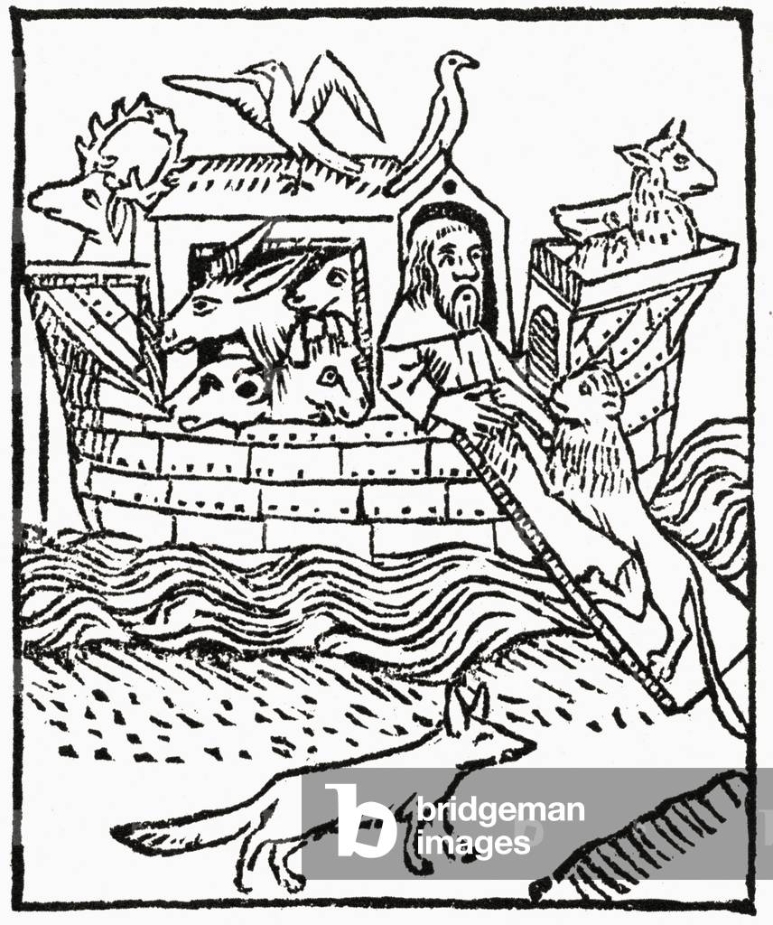 Noah's Ark. After a woodcut from Caxton's Golden Legend, 1483.  From Impressions of English Literature, published 1944.