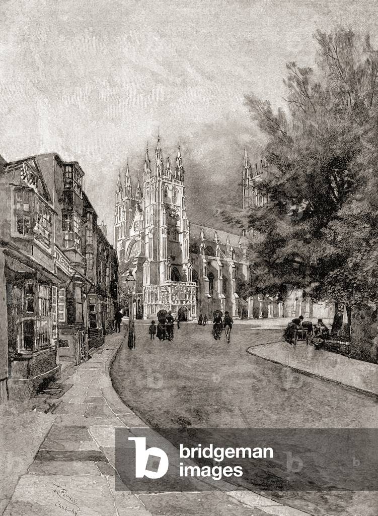 Canterbury Cathedral, from Christchurch Gateway, from The Century Magazine, published 1887 (engraving)
