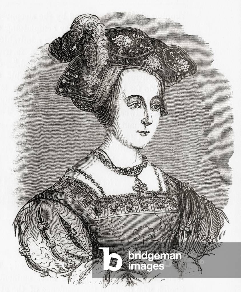 Anne Boleyn, Queen of England as the second wife of King Henry VIII, from Old England: A Pictorial Museum, pub. 1847