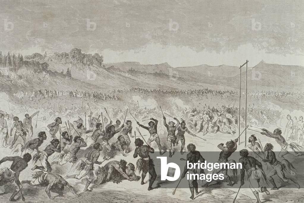 Choctaw Indians Playing a Ball Game in the 1850s, from 'Le Tour du Monde', published in Paris, 1860s (engraving)