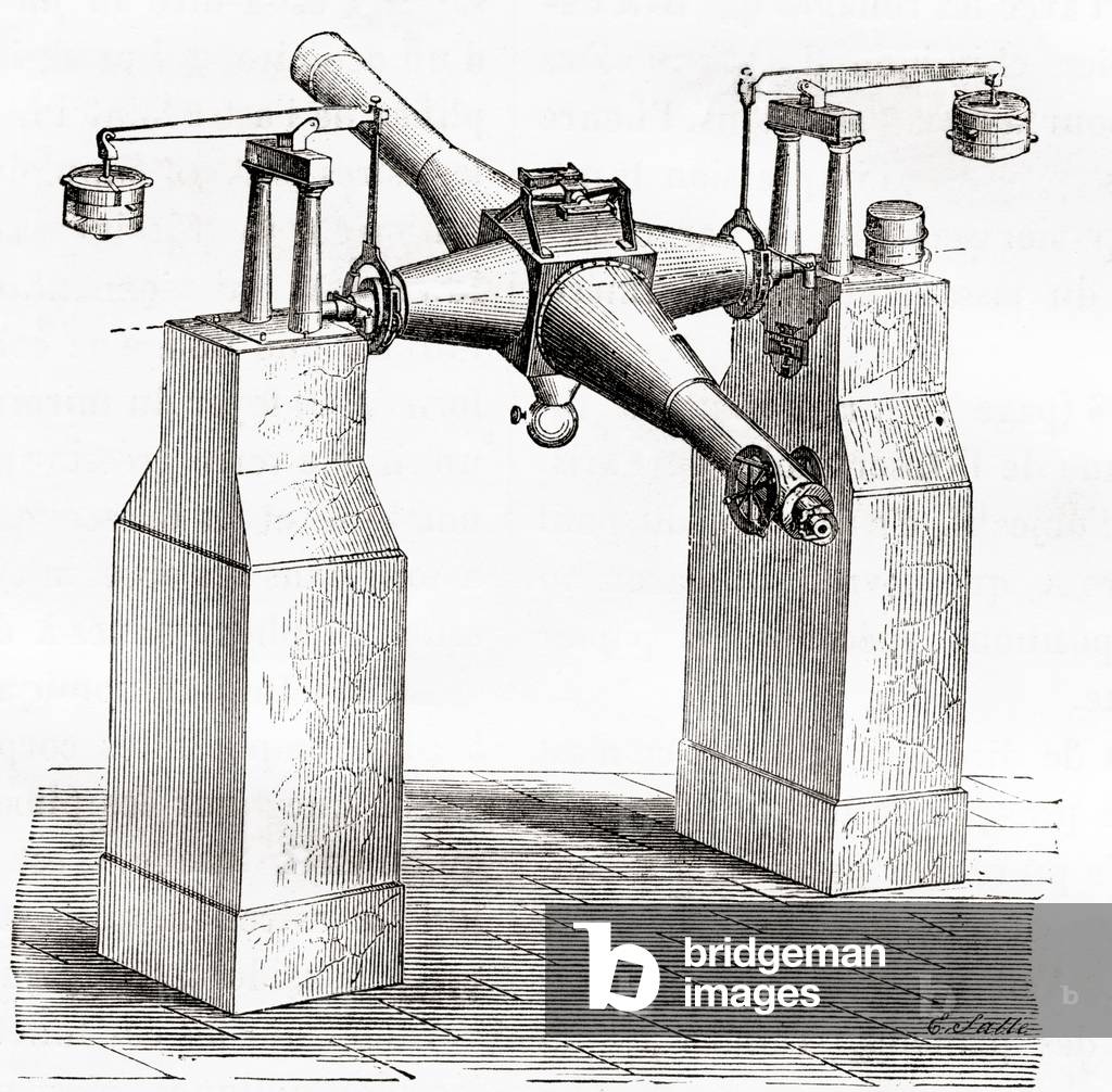 The Paris Observatory Meridian Circle, after a 19th century drawing, from Les Merveilles de la Science, published c.1870 (engraving)