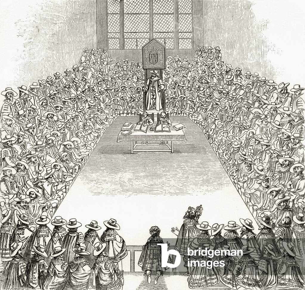 The House of Commons in the time of James I, from 'London Pictures: Drawn with Pen and Pencil', by Rev. Richard Lovett, published 1890 (litho)