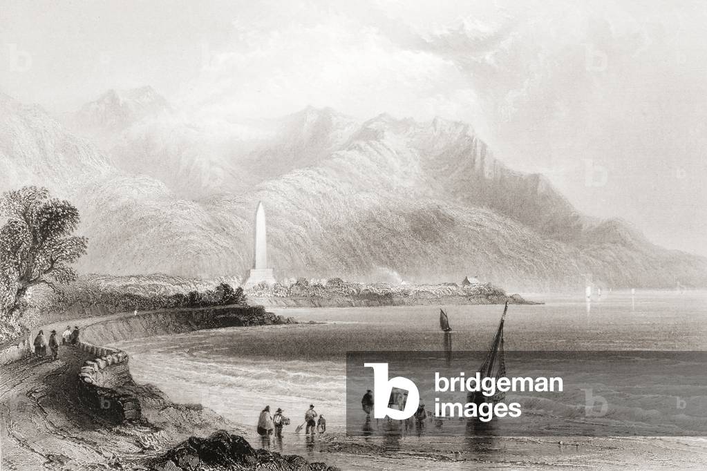 Monument in Rostrevor, County Down, Northern Ireland to General Robert Ross, from The Scenery and Antiquities of Ireland, c.1841