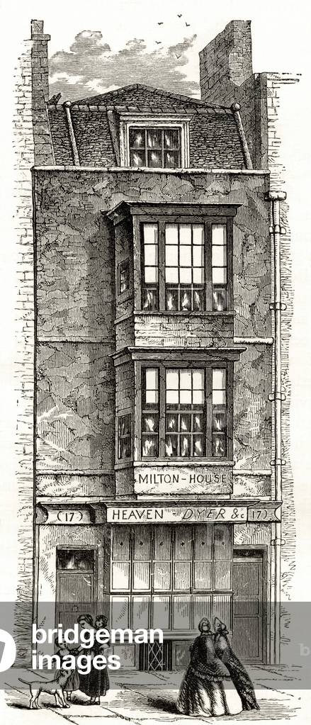 John Milton's house in the Barbican, from 'London Pictures: Drawn with Pen and Pencil', by Rev. Richard Lovett, published 1890 (litho)