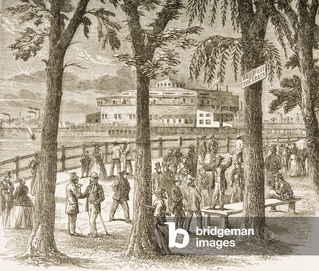 Castle Garden and Battery Park, New York, in c.1870, from 'American Pictures' published by the Religious Tract Society, 1876 (engraving)