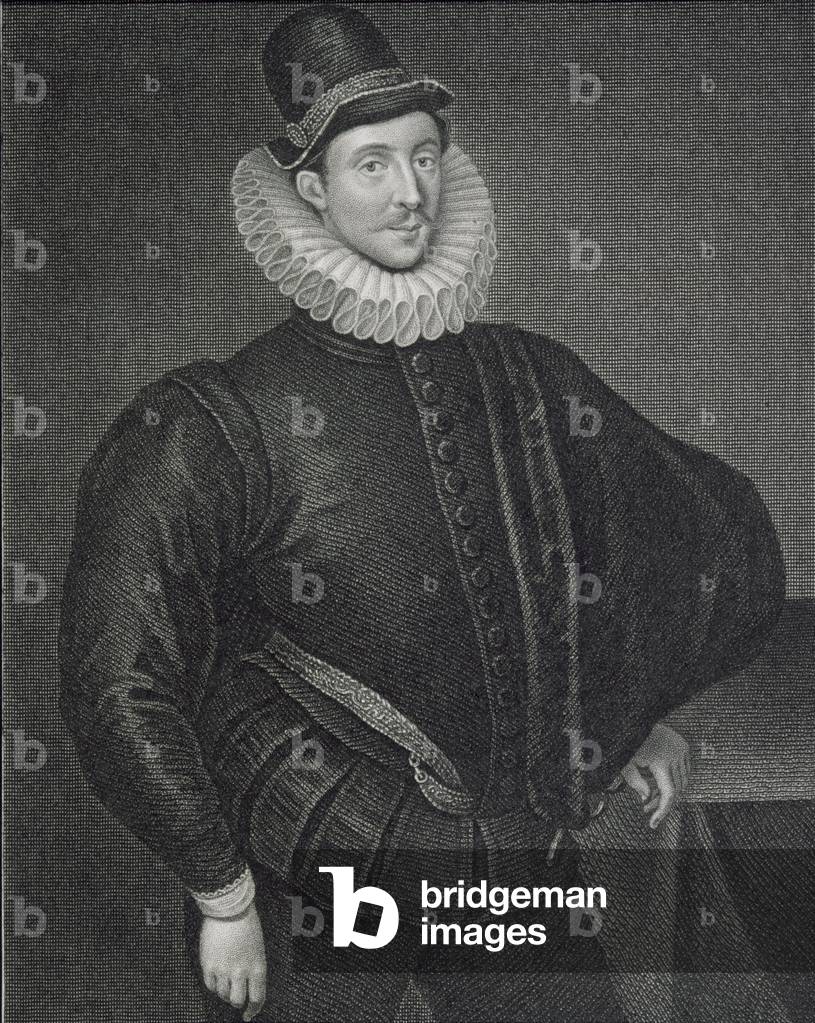 Portrait of Fulke Greville (1554-1628) 1st Baron Brooke, from 'Lodge's British Portraits', 1823 (engraving)