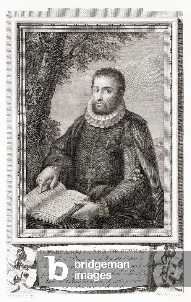 Hernán Núñez de Toledo y Guzmán, aka el Comendador Griego, el Pinciano or Fredenandus Nunius Pincianus, After an etching in Retratos de Los Españoles Ilustres, Madrid, Spain, pub. 1791
