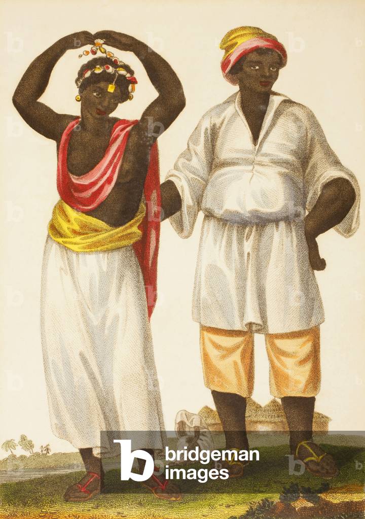 Mandinka couple of West Africa (colour litho)