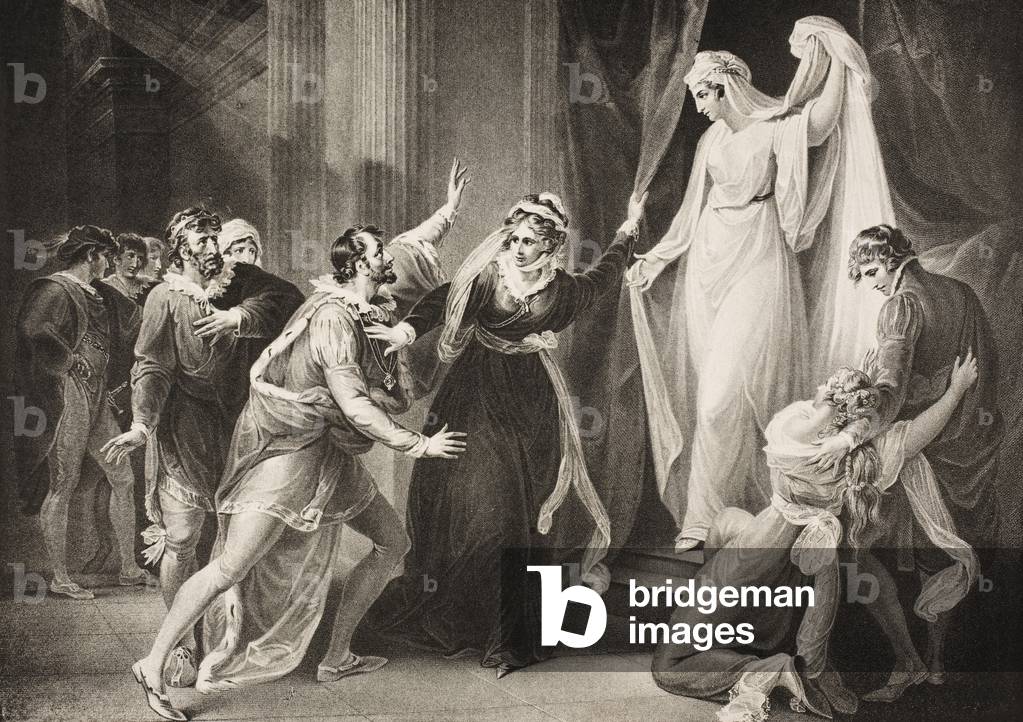 A chapel in Paulina's house, Act V, Scene III, from 'The Winter's Tale', from The Boydell Shakespeare Gallery, published late 19th century (litho)