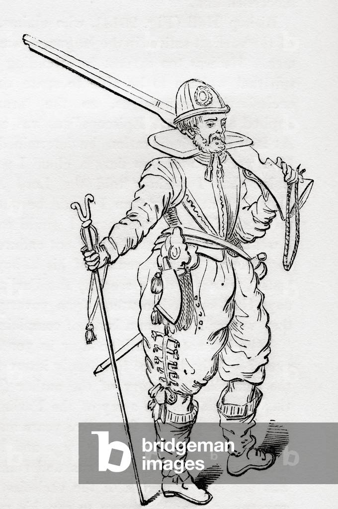 A musketeer, 1603, from Old England: A Pictorial Museum, pub. 1847