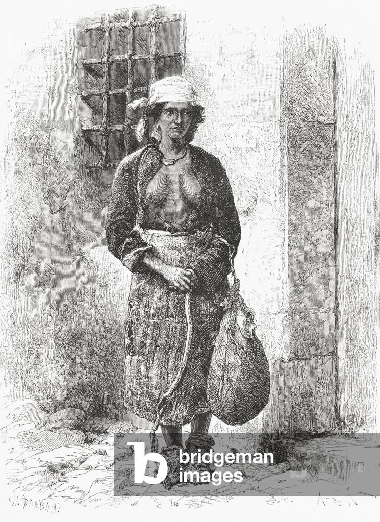 A Bulgarian gypsy woman in the 19th century, from  El Mundo en la Mano pub. 1875