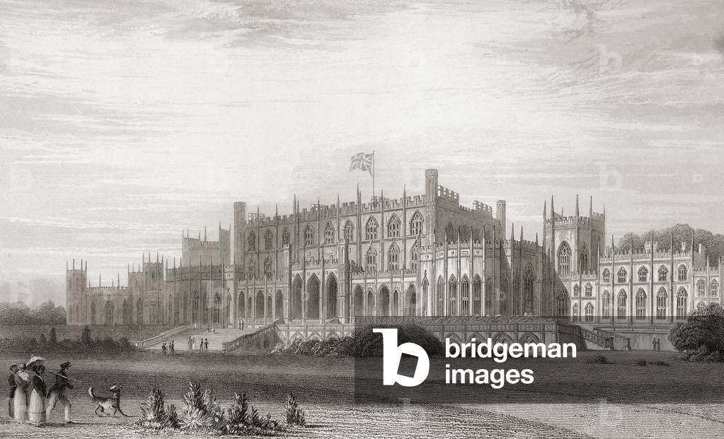 Eaton Hall, Cheshire, England in the early 19th century.   From Churton's Portrait and Lanscape Gallery, published 1836.