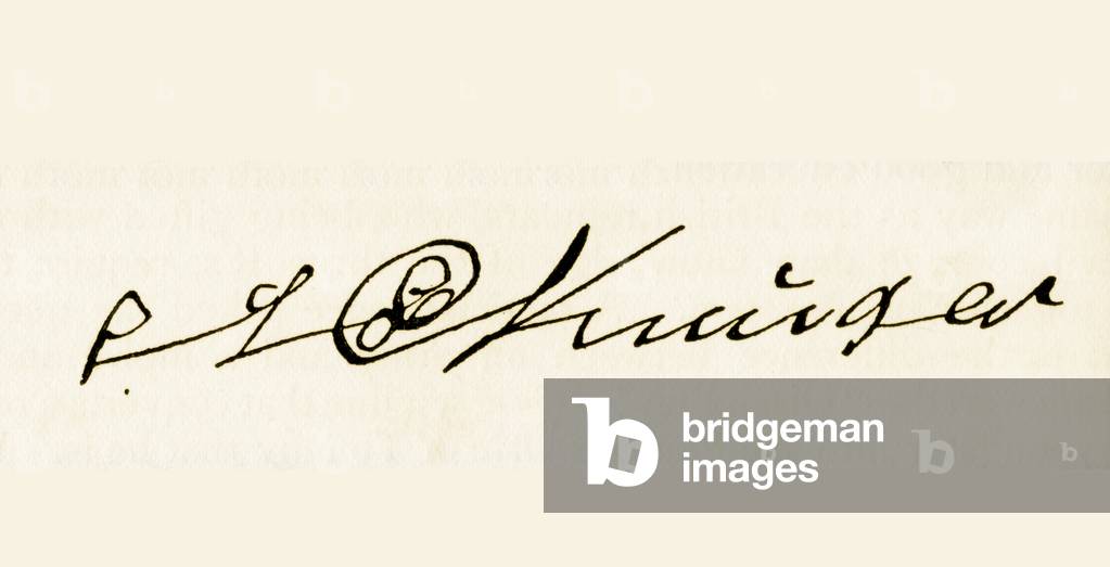 Signature of Stephanus Johannes Kruger, from 'South Africa and the Transvaal War', by Louis Creswicke, published 1900 (litho)