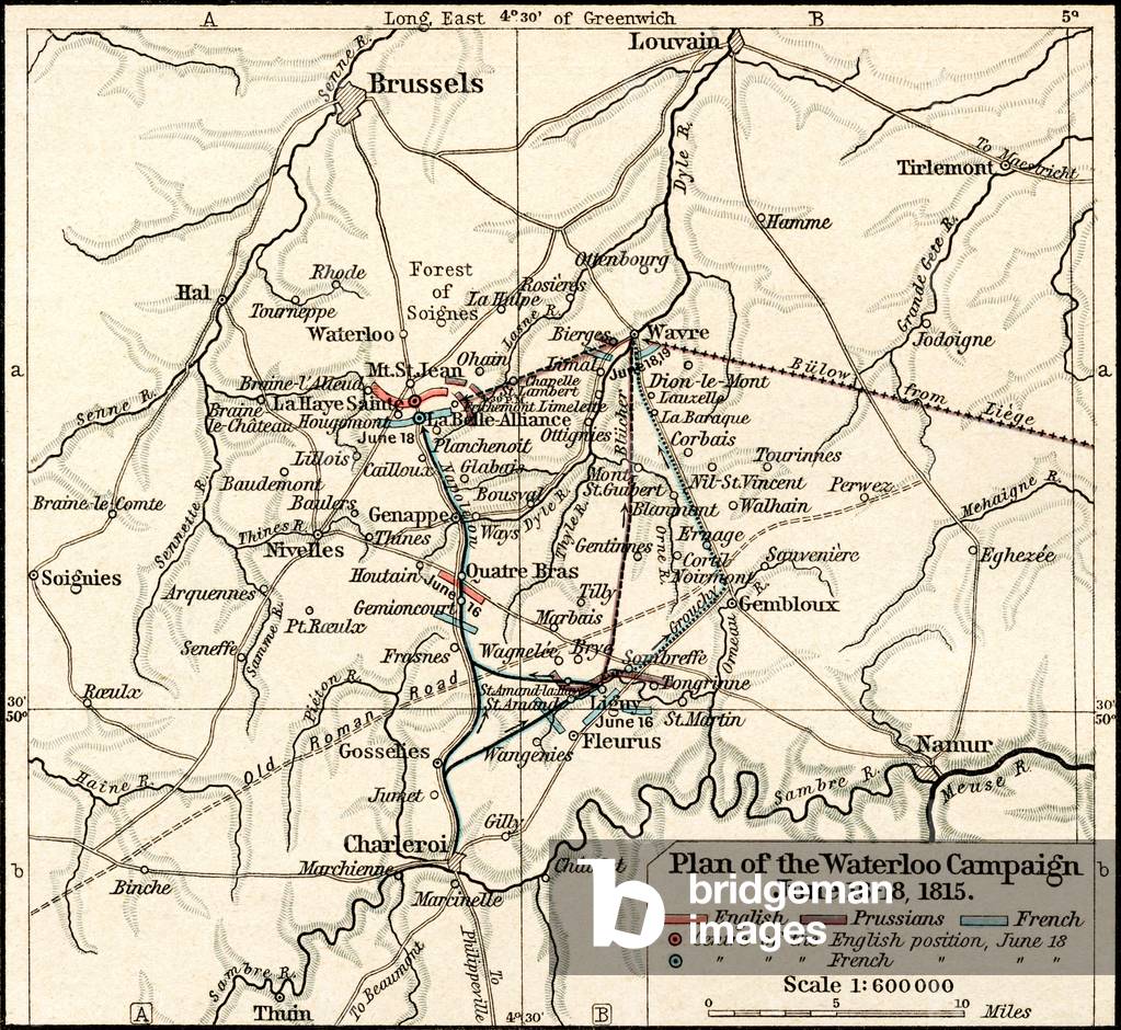 Plan of the Waterloo Campaign, June 16-18, 1815.