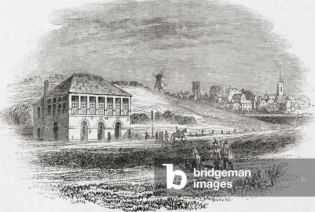 Newmarket Racecourse, Newmarket, England in the time of Charles I, from Old England: A Pictorial Museum, pub. 1847