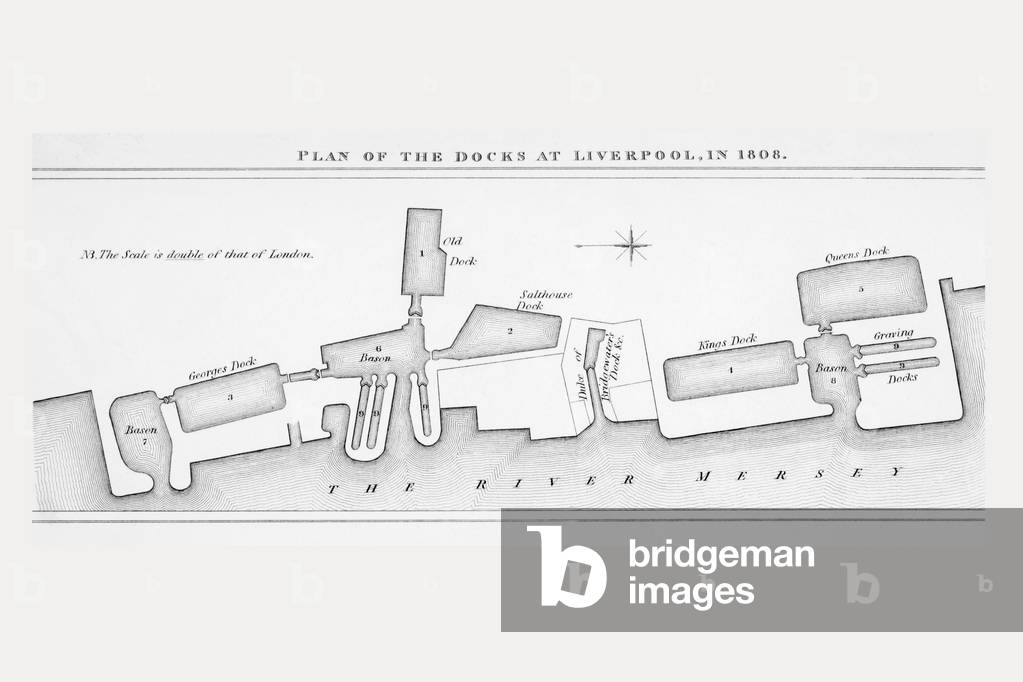 Plan of Liverpool docks as they were in 1808 (print)