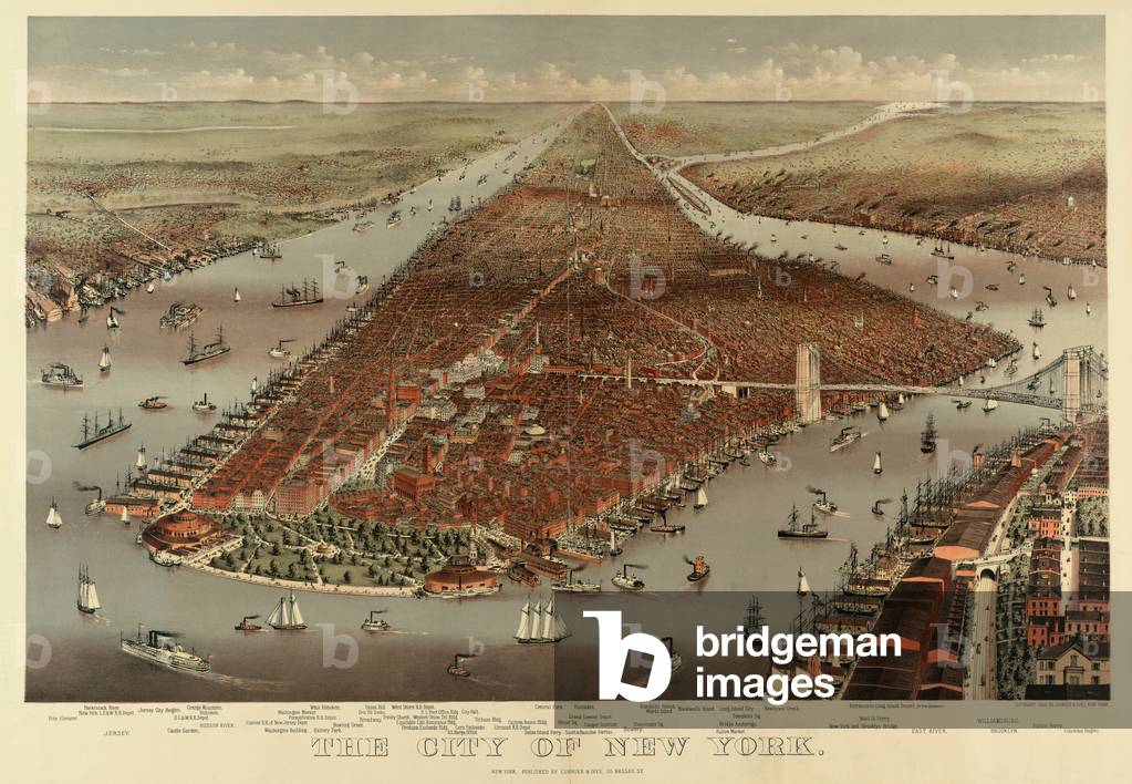 The City of New York, United States of America, from a Currier & Ives chromolithograph dated 1884