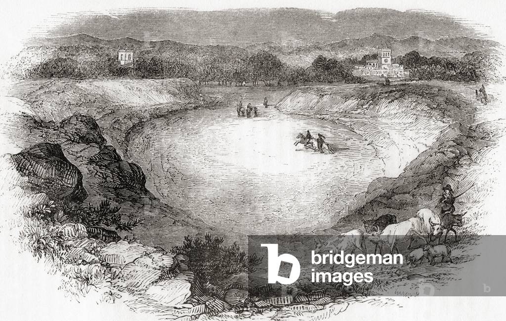 Maumbury Rings, Dorchester, Dorset, England in the mid-19th century, from Old England: A Pictorial Museum, pub. 1847
