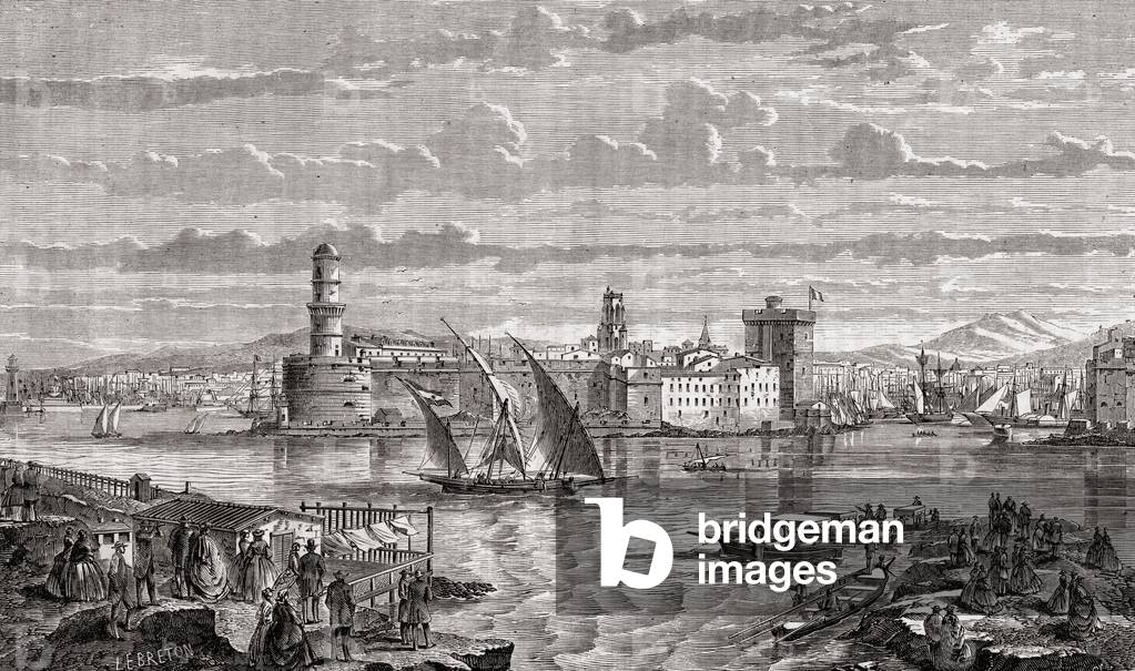 Marseilles during the 18th century, engraved by Pibaraud after Le Breton, from 'Histoire de la Revolution Francaise' by Louis Blanc (1811-82) (engraving)