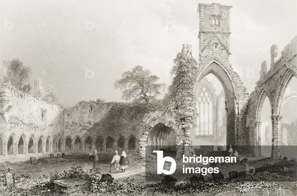 Sligo Abbey, County Sligo, Ireland, from 'Scenery and Antiquities of Ireland' by George Virtue, 1860s (engraving)
