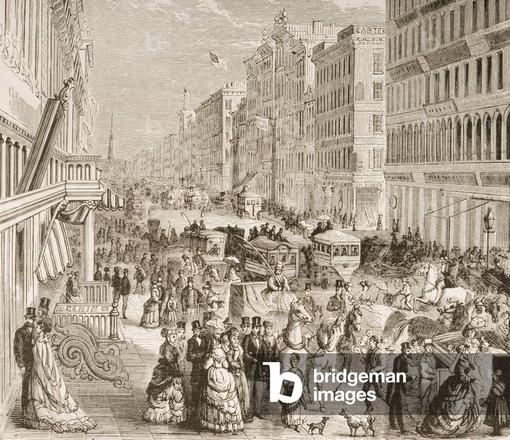 Broadway, New York City, c.1870, from 'American Pictures', published by The Religious Tract Society, 1876 (engraving)