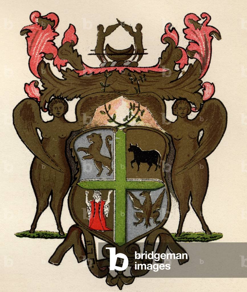 Masonic Banner in the possession of the Lodge of York, c.1776, from 'The History of Freemasonry, volume II', published by Thomas C. Jack, London, 1883 (colour litho)