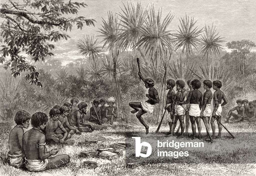 A Corroboree, c.1880, from 'Australian Pictures' by Howard Willoughby, published by the Religious Tract Society, London, 1886 (litho)